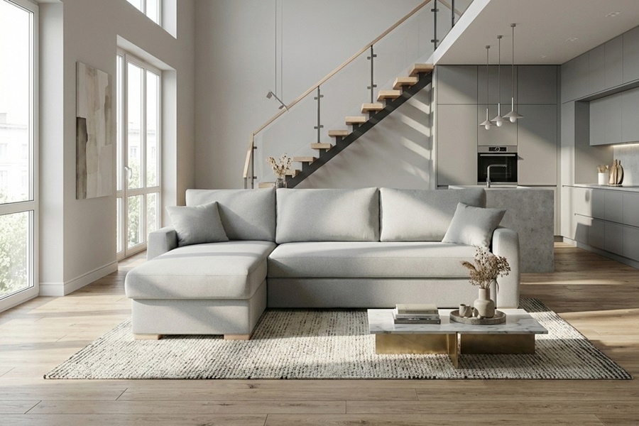 DIVANO CON PENISOLA MOD CREMA 2 Divano con penisola mod : CREMA