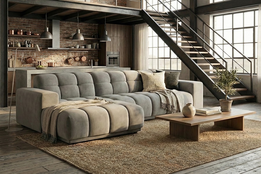 DIVANO ANGOLARE MOD ELEGANZA A1P 6 Divano con penisola mod :ELEGANZA A1P