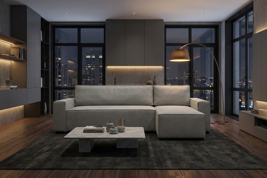 DIVANO CON PENISOLA ALBERTO 9 Divano con penisola mod : ALBERTO